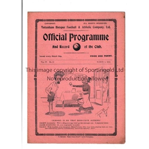 419 - TOTTENHAM HOTSPUR    Gatefold programme for the home South Eastern League match v West Ham United 2/... 