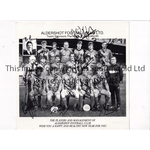 12 - ALDERSHOT / AUTOGRAPHS      A share certificate for one share dated 1/4/1985 and a B & W team group ... 