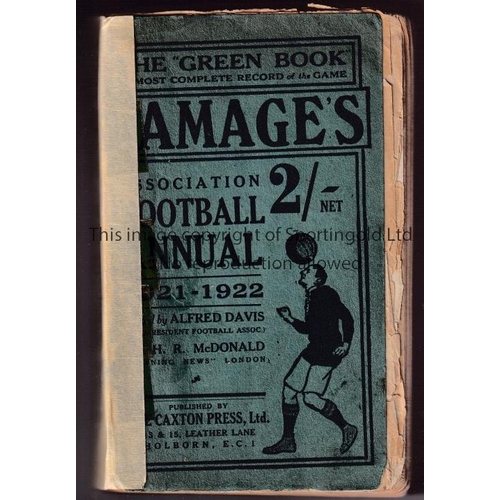 1366 - GAMAGES FOOTBALL ANNUAL 1921-22     Annual, 592 pages with tape around the spine and slightly worn. ... 