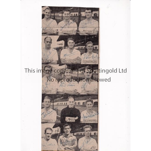 1379 - FULHAM AUTOGRAPHS 1955/6     A newspaper page of 15 B/W portraits which have been individually signe... 