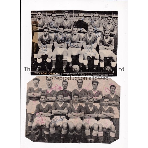 1384 - LEYTON ORIENT AUTOGRAPHS 1950'S      Several magazine and newspaper cuttings and pages with approxim... 