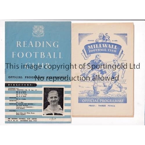 1392 - GILLINGHAM / RETURN LEAGUE SEASON 1950/1    Two programmes for the away League matches v Reading 26/... 