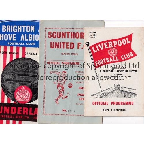 1500 - IPSWICH TOWN     Eighteen programmes for the 1958/9 season: home v Cardiff, Leyton Orient, Derby, Hu... 