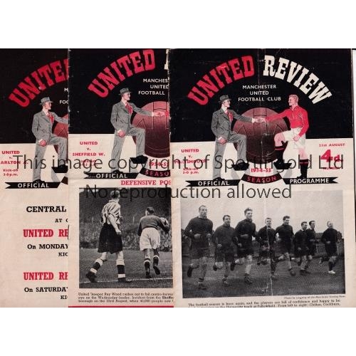 19 - MANCHESTER UNITED     Nineteen home League programmes for season 1954/5, missing Wolves and Tottenha... 