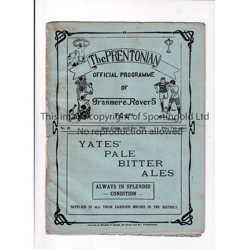 26 - TRANMERE ROVERS V DONCASTER ROVERS 1924     Programme for the League match at Tranmere 18/4/1924, ho... 