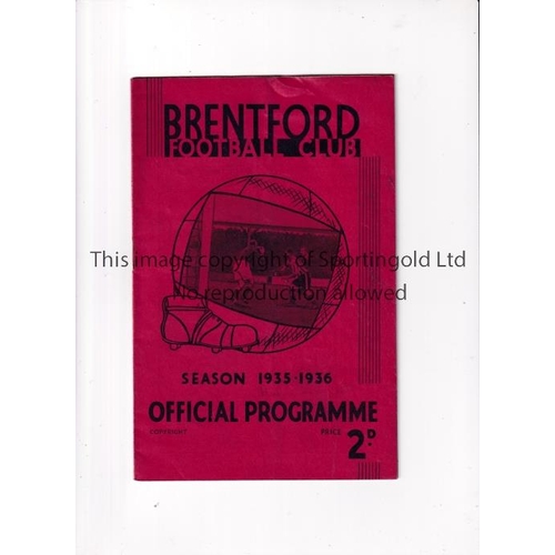 340 - BRENTFORD     Programme for the home League match v Huddersfield Town 7/9/1935, very slightly crease... 