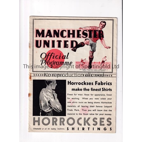 344 - MANCHESTER UNITED    Programme for the home League match v Brentford 27/1/1934, slight horizontal cr... 