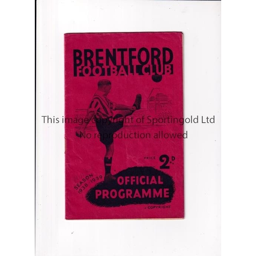 345 - BRENTFORD     Programme for the home League match v Middlesbrough 3/12/1938.     Generally good