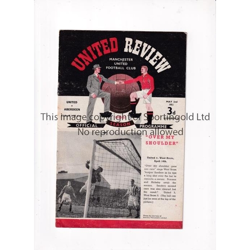 371 - MANCHESTER UNITED     Programme for the home Friendly v Aberdeen 2/5/1951, slight horizontal crease.... 