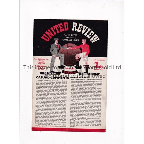 372 - MANCHESTER UNITED     Four page issue home programme v Reading 12/1/1955, horizontal creases, team c... 