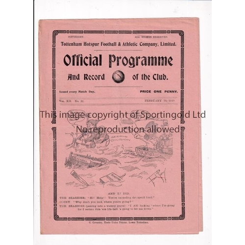 403 - TOTTENHAM HOTSPUR        Programme for the home League match v Blackpool 14/2/1920, slight horizonta... 