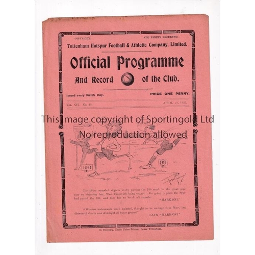 404 - TOTTENHAM HOTSPUR V ARSENAL 1920        Programme for the London Combination match at Tottenham 24/4... 