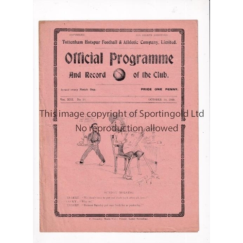 405 - TOTTENHAM HOTSPUR        Programme for the home London Combination match v Fulham 30/10/1920, very s... 