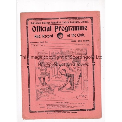 412 - TOTTENHAM HOTSPUR V CHELSEA 1922        Programme for the London Combination match at Tottenham 2/9/... 