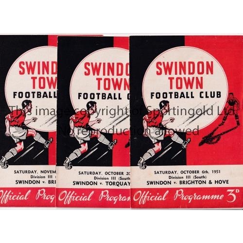 46 - SWINDON TOWN    Fourteen home programmes: 51/2 v Brighton, Torquay Lge & FA Cup, Bristol City, Cardi... 