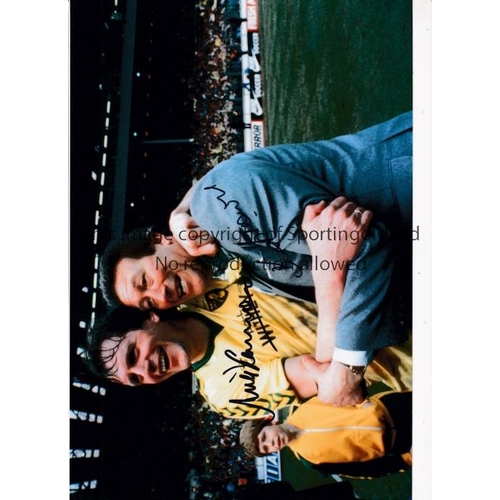 479 - NORWICH CITY       Autographed 12 x 8 col photo of Mike Channon and manager Ken Brown celebrating fo... 