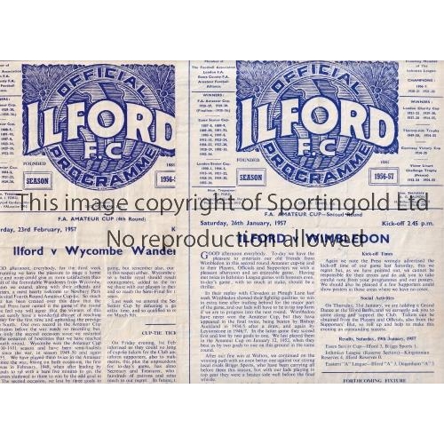 504 - ILFORD FC     Thirteen home programmes for season 1956/7 including Wimbledon, Wycombe and Walthamsto... 