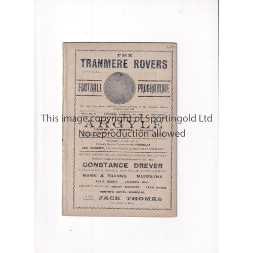 507 - TRANMERE ROVERS V BOROUGH OF WALLASEY 1914     Programme for the First Team Wirral Senior Cup tie at... 