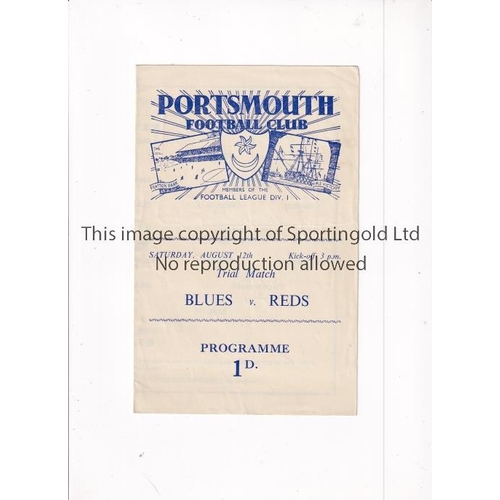 52 - PORTSMOUTH     Programme for the Trial Match, Blues v Reds 12/8/1950, slight horizontal crease.    G... 