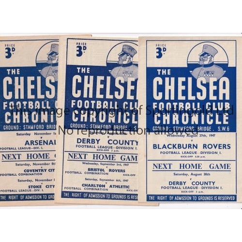 576 - CHELSEA     Nine home programme for season 1947/8 v Blackburn, Derby, Arsenal, Stoke, Portsmouth, Bl... 