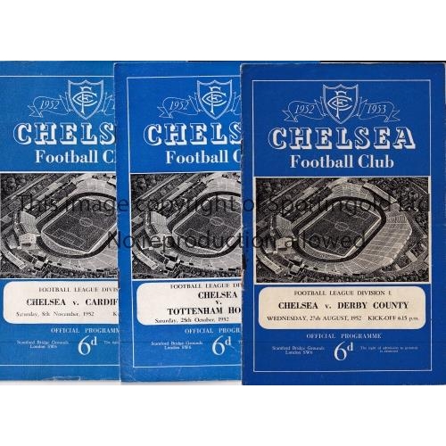 577 - CHELSEA      Over 50 home programmes: 1948/9 v Derby, slightly worn and Portsmouth, 52/3 v Derby Lge... 