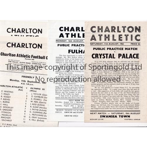 589 - CHARLTON ATHLETIC      Five home programmes v C. Palace 11/8/1962 Fulham 16/8/1965, Olympic XI 11/9/... 