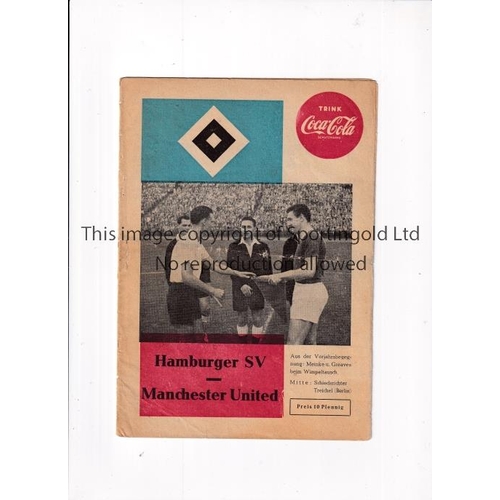 610 - 1959 HAMBURG V MANCHESTER UNITED   Programme for the friendly in Germany 12/8/59. Slight fold.   Fai... 