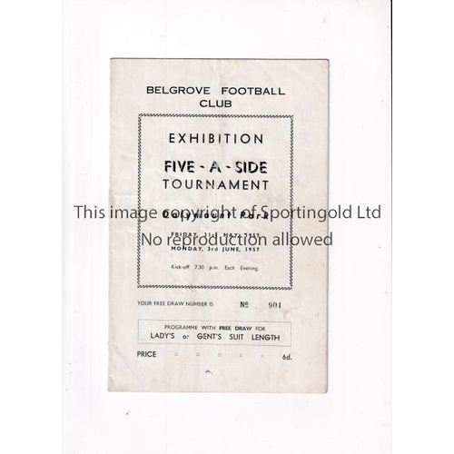 613 - 5 A SIDE TOURNAMENT IN IRELAND / MANCHESTER UNITED   Programme for the tournament at Belgrove FC 31/... 