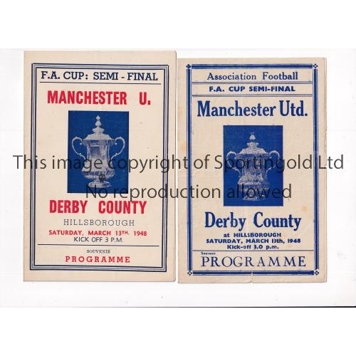 614 - 1948 DERBY V MANCHESTER UNITED    Two pirate programmes for the FA Cup Semi-Final at Hillsborough on... 