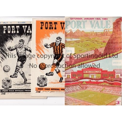 62 - PORT VALE     Five home programmes: 54/5 v Stoke City with insert, 55/6 v Fulham, 58/9 v Gillingham ... 