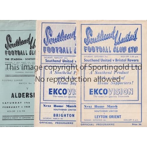 64 - SOUTHEND UNITED     Six home programmes: 48/9 v Northampton, Torquay, with small tape inside and Ald... 