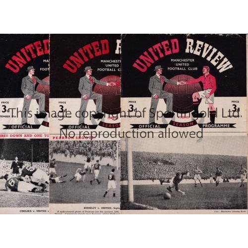 651 - MANCHESTER UNITED       Fifteen home programmes v Aston Villa 48/9, Sunderland and Stoke 49/50, Leed... 