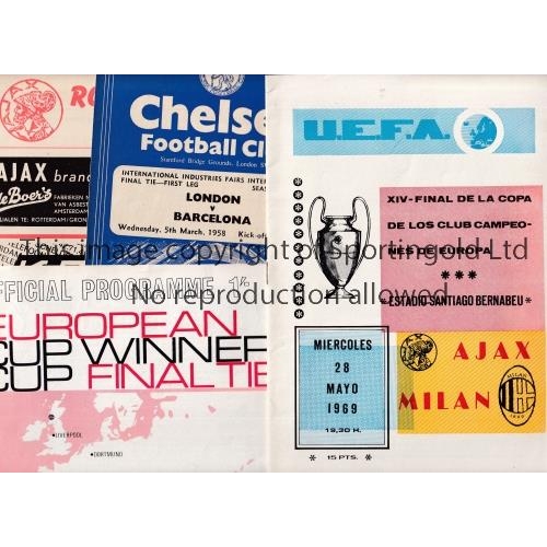 662 - EUROPEAN FOOTBALL PROGRAMMES       Nine programmes, 1969 European Cup Final Ajax v Milan, 1966 ECWC ... 