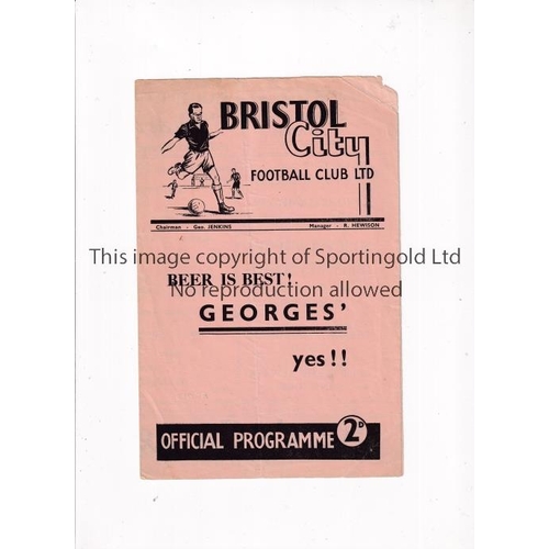 666 - BRISTOL CITY V GILLINGHAM 1946 FA CUP  Programme for the tie at Bristol 14/12/1946, slightly creased... 