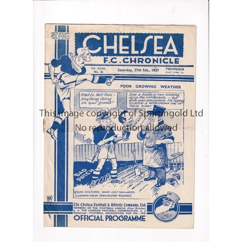 669 - CHELSEA V MANCHESTER UNITED 1937      Programme for the League match at Chelsea 27/2/1937, slight ho... 