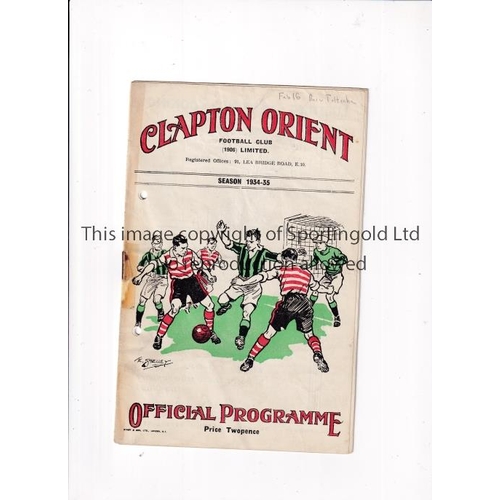 672 - TOTTENHAM HOTSPUR      Programme for the away London Combination match v Clapton Orient 16/2/1935, p... 