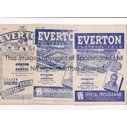 675 - ARSENAL      Three programmes for away League matches v Everton 47/8, Championship season, scores en... 