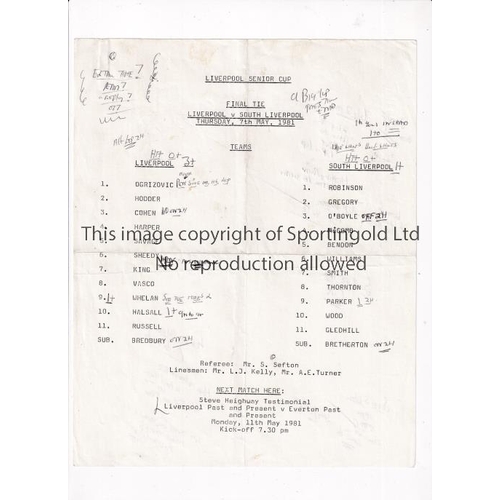 686 - LIVERPOOL    Single sheet programme and newspaper report for the Liverpool Senior Cup Final at home ... 