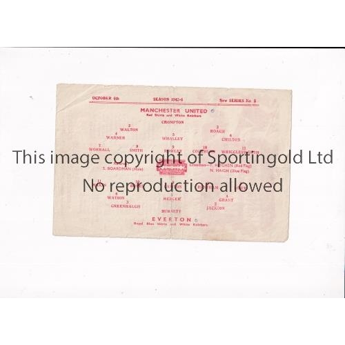 690 - MANCHESTER UNITED / MATT BUSBY       Single sheet programme for the home FL North match v Everton 6/... 