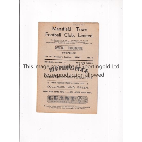 693 - MANSFIELD TOWN V TORQUAY UNITED 1947      Gatefold programme for the League match at Mansfield 4/1/1... 