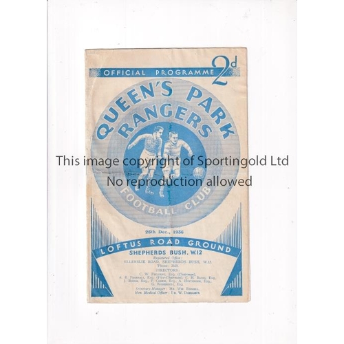 712 - QPR V EXETER CITY 1936         Programme for the League match at Rangers 25/12/1936, folded and tape... 