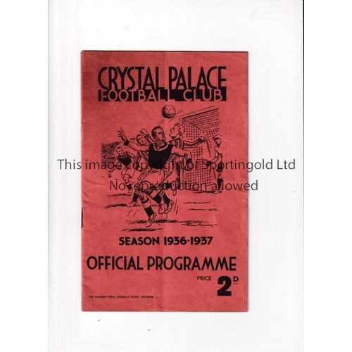 758 - CRYSTAL PALACE V GRIMSBY TOWN 1937     Programme for the League match at Palace 10/4/1937, slight ve... 