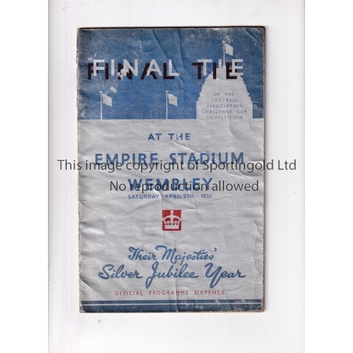 766 - 1935 FA CUP FINAL     Programme for Sheffield Wednesday v WBA. Cover slightly creased.    Generally ... 