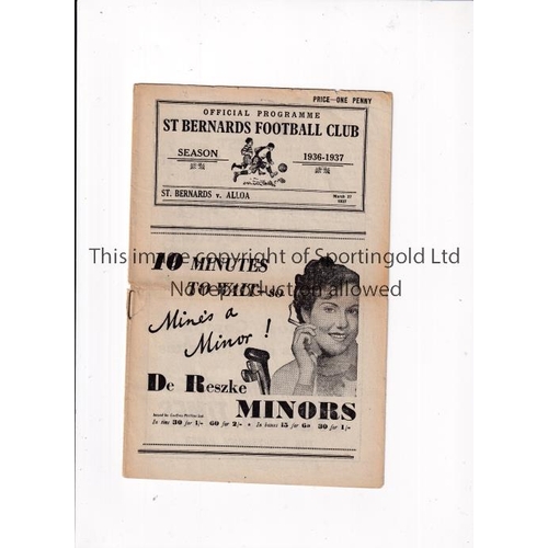 768 - ST. BERNARDS V ALLOA 1937     Programme for the League match at St. Bernards 27/3/1937, horizontal f... 