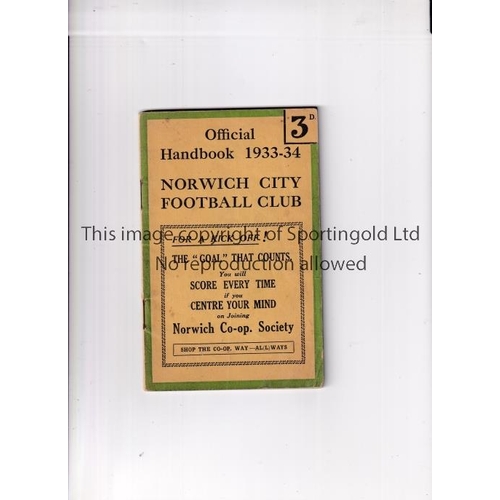 770 - NORWICH CITY      Handbook for 1933/4 season.     Generally good