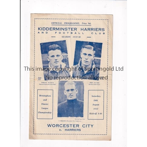 783 - KIDDERMINSTER HARRIERS V WORCESTER CITY 1937     Programme for the Birmingham & District League matc... 