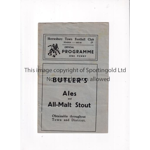 788 - SHREWSBURY TOWN V ROTHERHAM UNITED 1937    Programme for the Midland League match at Shrewsbury 6/9/... 