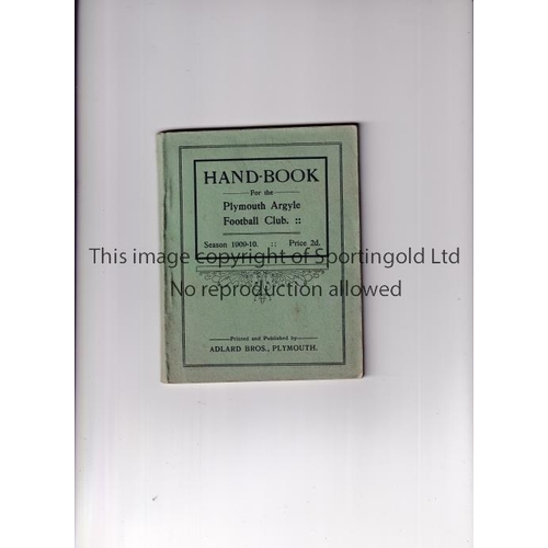 802 - PLYMOUTH ARGYLE      Official handbook for season 1909/10.     Generally good