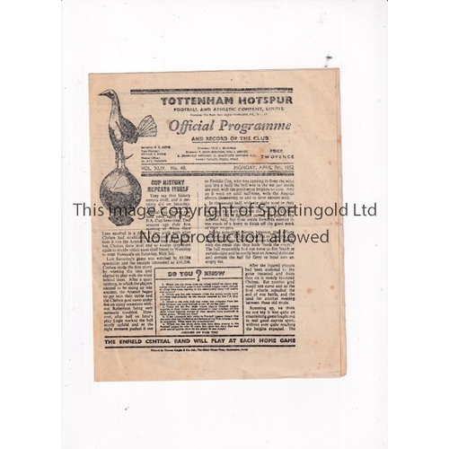 804 - 1952 FA CUP SEMI-FINAL REPLAY AT TOTTENHAM      Unusual official Tottenham Hotspur FC reprint of the... 