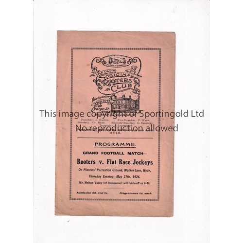 806 - GRAND FOOTBALL MATCH 1926     Programme for The Old Original Rooters Club v Flat Race Jockeys 27/5/1... 